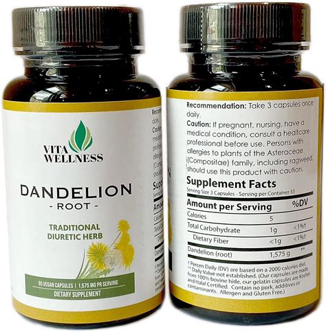 Organic Dandelion Root Capsules - Traditional Diuretic Herb - Non-GMO ...