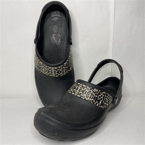 Crocs Black Cheetah Print Slingback Womens Size 9M Sl… - Gem