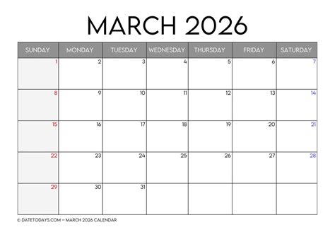 Free March 2026 Calendar Printable PDF with US Holidays