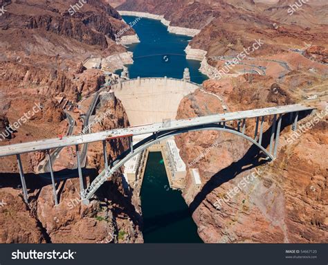 Aerial View Of Hoover Dam And The Colorado River Bridge Stock Photo ...