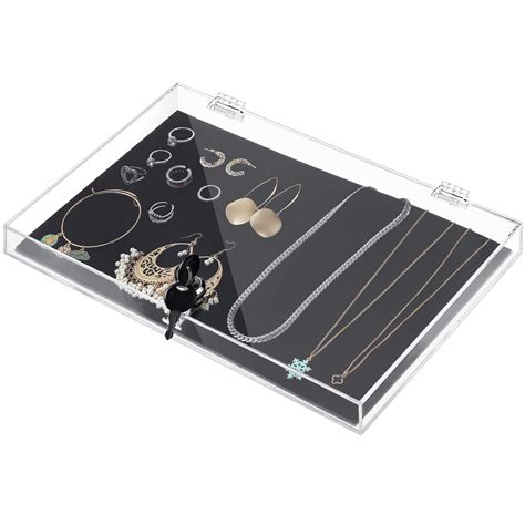 Amazon.com: Weysat Acrylic Locking Display Case for Jewelry, Clear ...