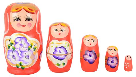 Wooden Russian Doll Set (6 cm x 6 cm x 12 cm, Set of 5, ITAS004) by ...
