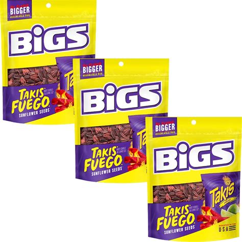 Amazon.com : BIGS Takis Fuego Flavored Sunflower Seeds - 5.35 oz Bags ...