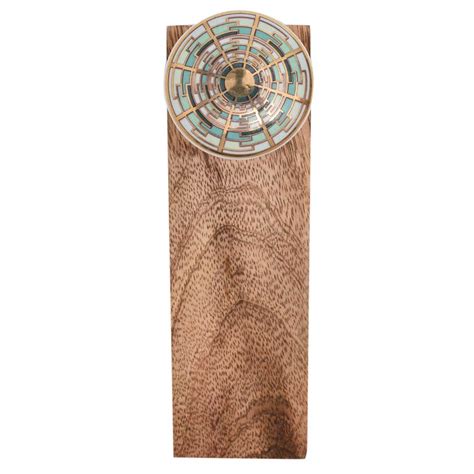 Emerald Hue Golden Pattern Ceramic Wooden Door Stopper
