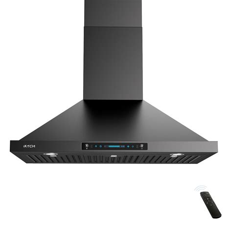 IKTCH 30 inch Black Wall Mount Range Hood, 900 CFM Ducted/Ductless ...