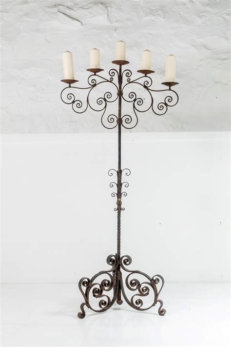 Wrought Iron Candelabra Floor Standing at Stephanie Watt blog
