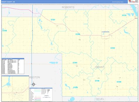 Grant County SD Zip Code Wall Map Basic Style By MarketMAPS ...