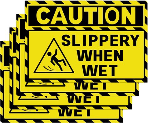 4Pcs Caution Floor Slippery When Wet Signs 5x8inch Vinyl Wet Floor ...