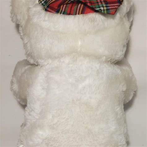 Cuddle Wit Christmas White Plush Bear Toy Plaid... - Depop
