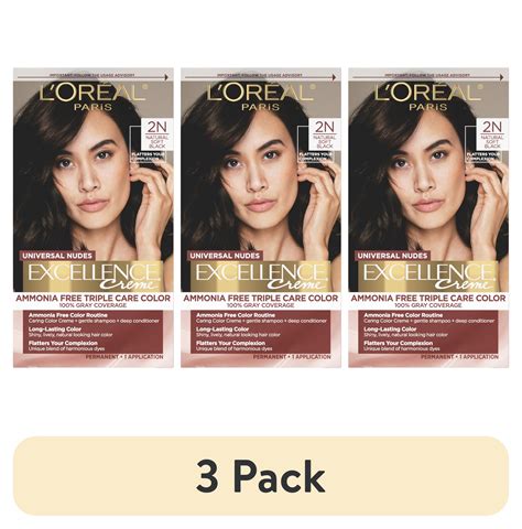 (3 pack) L'Oreal Paris Excellence Universal Nudes Permanent Hair Color, 100 Percent Gray ...