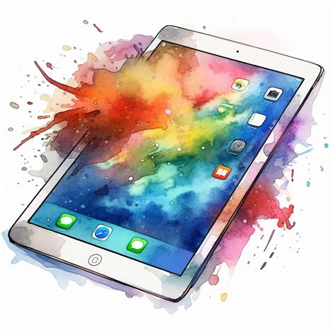 watercolor clipart of one single iPad #4285975