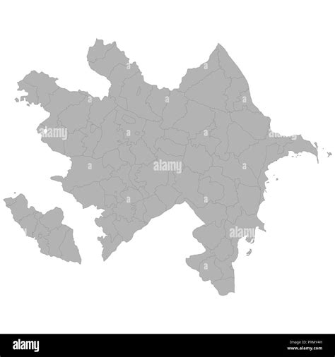 High quality map of Azerbaijan with borders of the regions on white background Stock Vector ...