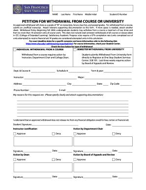 Fillable Online An approved withdrawal will show as a grade of "W" on ...