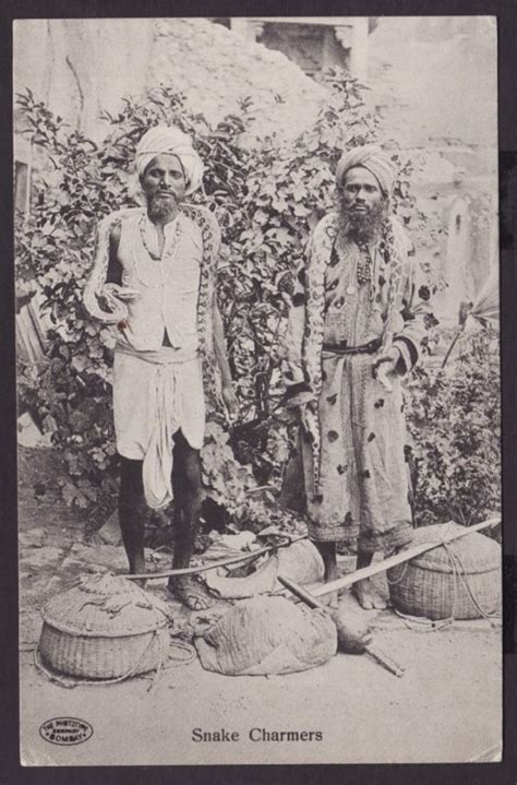 Indian Snake Charmers - Old Post Card - 1910s - Old Indian Photos