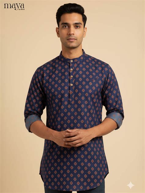 Buy Navy Blue Kurtas For Men | Ethnic Wear For Men – Maya by Shrus