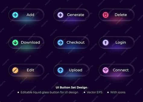 Ui button set design glass buttons for web and app interfaces | Premium ...