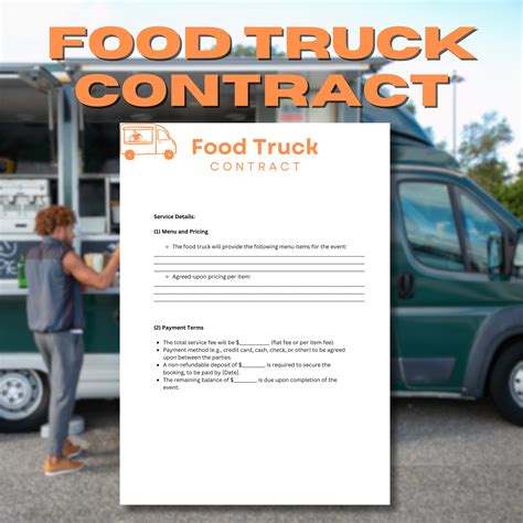 Editable Food Truck Rental Agreement Template (printable PDF) - Etsy