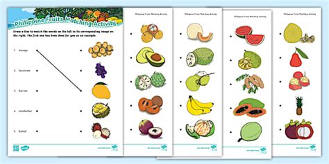 Philippine Fruits Matching Activity | Kinder - Grade 1 | Twinkl