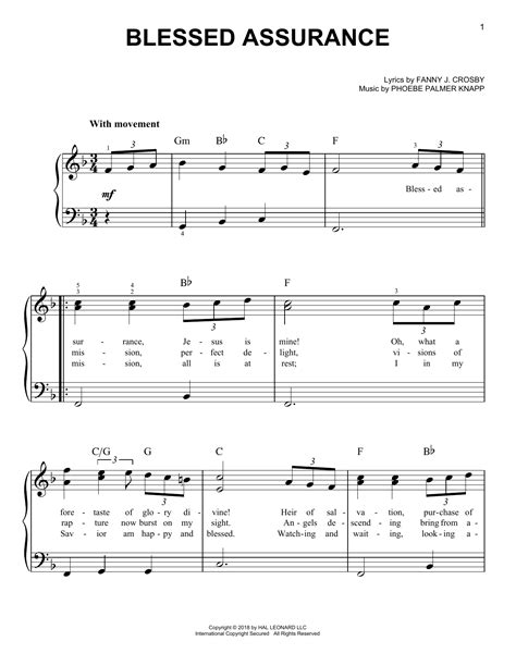 Blessed Assurance (Easy Piano) - Print Sheet Music Now