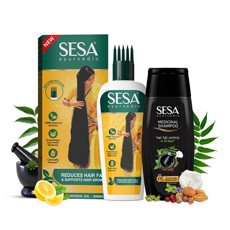 SESA Ayurvedic Hair Oil 200Ml + Ayurvedic Medicinal Shampoo 200Ml Combo ...