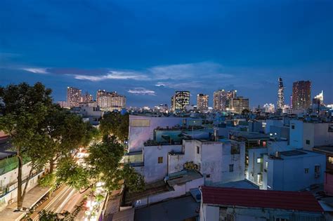 Ho Chi Minh City's District 1 skyline photographed at night