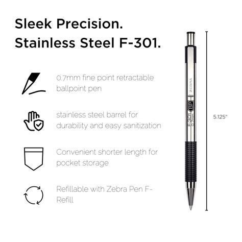 Mua Zebra Pen F-301 Compact Retractable Ballpoint Pen, Stainless Steel ...
