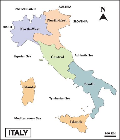Free Printable Map Of Italy Regions