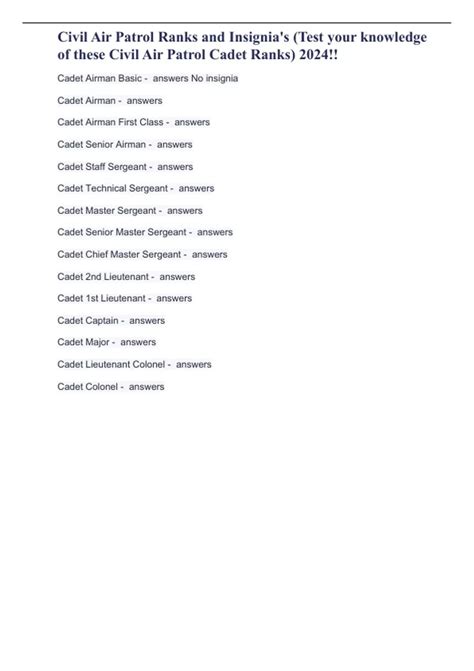 Civil Air Patrol Ranks and Insignia's (Test your knowledge of these ...