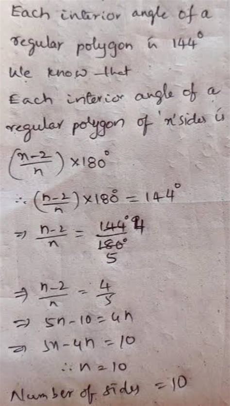 find the measure of each interior angle of a a regular polygon with the ...