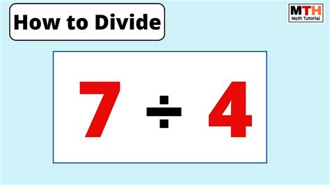 7 divided by 4 (7÷4) | Value of 7/4 | Long Division - YouTube