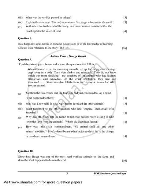 English 2 (Literature in English) 2016-2017 (English Medium) ICSE Class ...