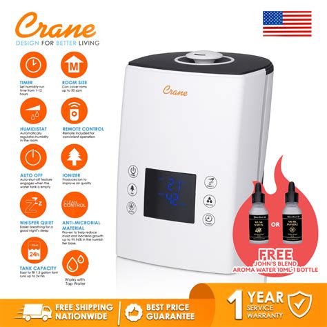 Crane Digital Ultrasonic Warm And Cool Mist Humidifier For Cough Colds Asthma Snoring Sore ...