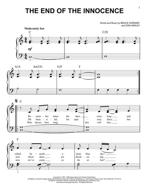 Don Henley - The End Of The Innocence sheet music