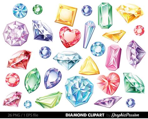 Diamonds Clipart Vector Gems Clip Art Digital Gemstone | Etsy | Jewel ...