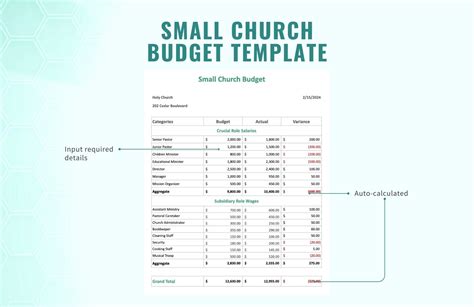 Printable Small Church Budget Template