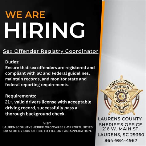 LCSO Hiring Sex Offender Registry Coordinator - Who's On The Move