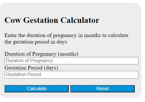 Cow Gestation Calculator - Calculator Academy
