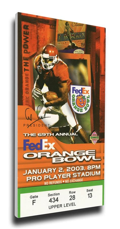 That's My Ticket 2003 Orange Bowl Mega Ticket Wall Decor, USC Trojans ...