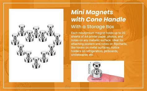 HASTHIP® Mini Fridge Neodymium Magnets with a Storage Box, Cone Handle ...