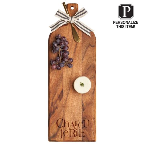 Acacia Bevel Board with Long Handle | Personalized | 20 x 7 ...