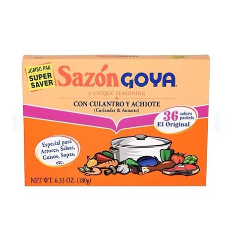 GOYA Sazon Seasoning, Coriander, Annatto, Cumin, 6.33-Ounce, 36 Packets ...