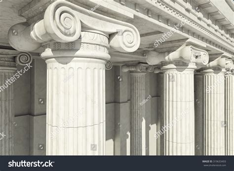 Closeup Shot Line Greekstyle Columns Stock Photo 319633493 - Shutterstock