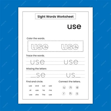 Premium Vector | Kindergarten sight word practice worksheet