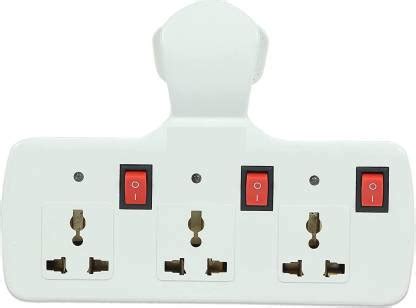 ATEVON 250 Volts Three pin Multi Plug Point Cordless Wall Socket with ...