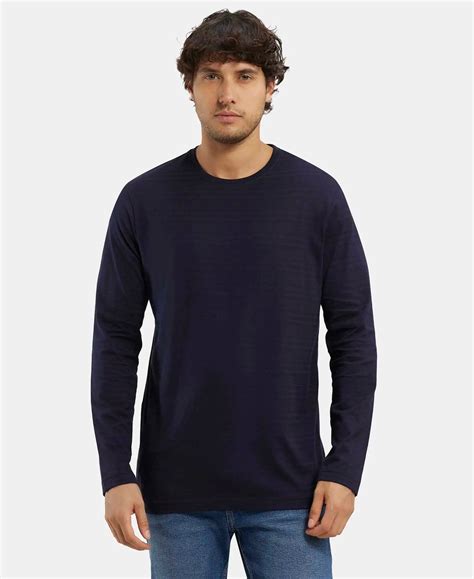 Buy Super Combed Supima Cotton Solid Round Neck Full Sleeve T-Shirt ...
