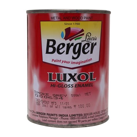 BERGER Luxol Hi Gloss Enamel Smoke Grey 500Ml : Amazon.in: Home Improvement