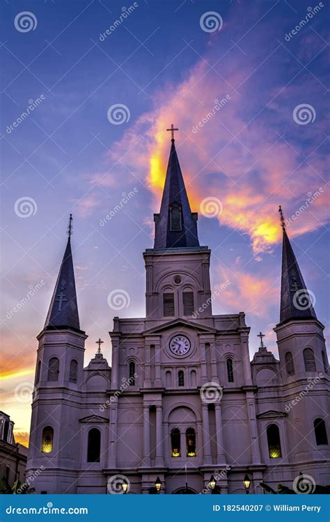Sunset Saint Louis Cathedral Facade New Oreleans Louisiana Stock Image ...