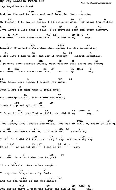 Jazz Song - My Way-Sinatra Frank with Chords, Tabs and Lyrics from top ...