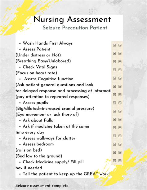 Nursing Checklist Seizure Precautions - Etsy