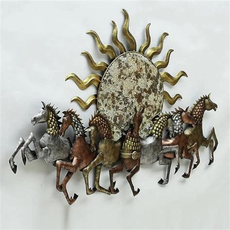 7 Horses with Sun Metal Wall Art (57 x 33 Inches) – Hansart